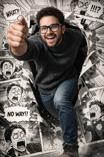 Realistic Comic Runner Breaking the Panel