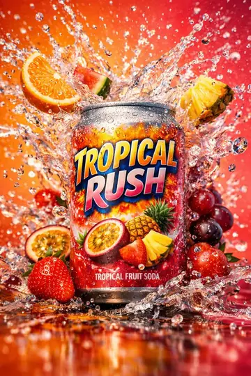 Neon Soda Splash Commercial Poster