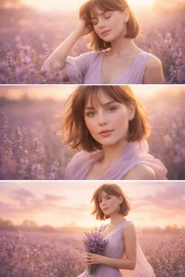 Dawn Lavender Field Dream Triptych
