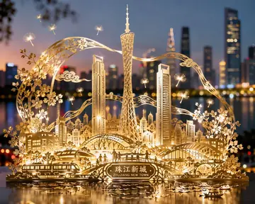 Zhujiang New Town Paper-Cut Night View