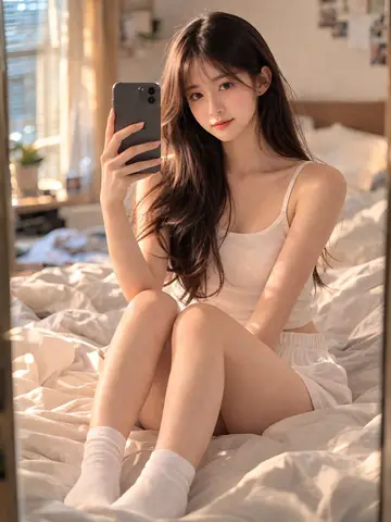 Cosy Bedroom Girl Selfie