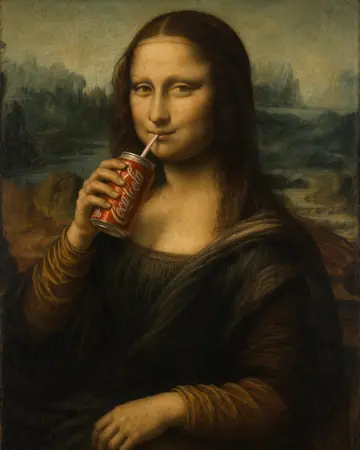 Mona Lisa Drinking Cola Oil Painting