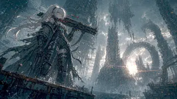Mecha Girl in an Abandoned Sea City