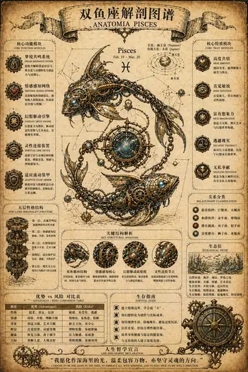 Steampunk Sagittarius Anatomy Chart