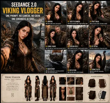 Comic / Storyboard - Seedance Viking Vlogger Storyboard Poster