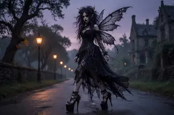 Gothic Fairy and Stylish Man Walking