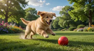 Puppy Chasing Ball