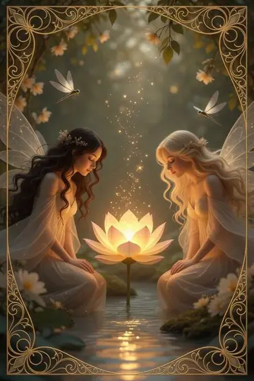 Peaceful Fairy Women and Lotus Animation