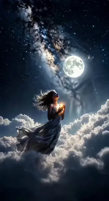 Floating Girl with Star Light