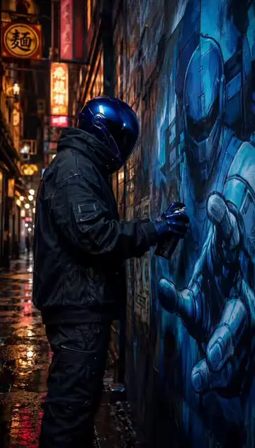 Cyborg Graffiti Artist Scene