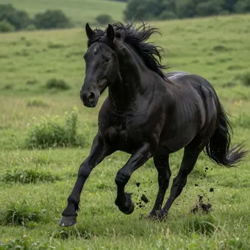 Stallion Running in Open Field