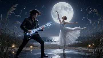 Moonlit Shoreline Rock Concert Performance