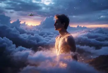 Body Moving Up Through Clouds Animation