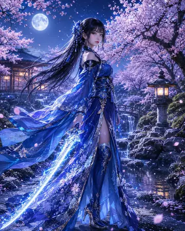 Kimono Sword Dance Sakura Petals