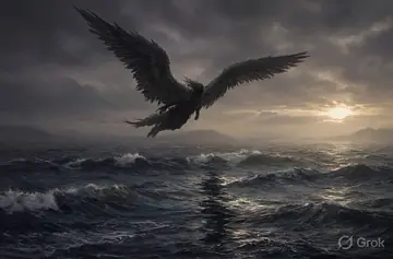 Dark Angel Over Murky Ocean