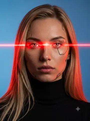 Profile / Avatar - Female Android Studio Portrait with Laser Eyes