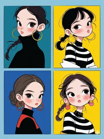 Social Media Post - Korean Webtoon Chibi Girl Collage