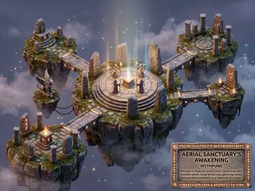 Game Asset - Whimsical Mythpunk Floating Island Miniature