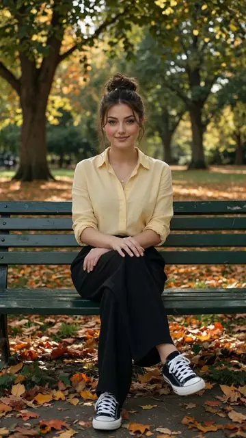 Social Media Post - Autumn Park Bench Portrait