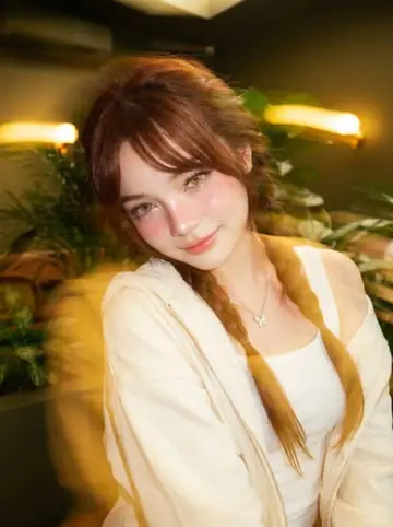 Social Media Post - Ultra-Realistic Café Portrait of a Young Woman