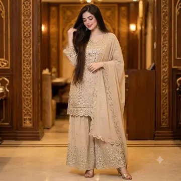 Social Media Post - Elegant Mirror-Work Sharara Set Portrait