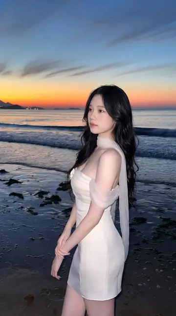 Social Media Post - East Asian Woman Beach Portrait