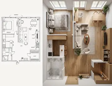 Product Marketing - Sketch to Realistic Interior Transformation