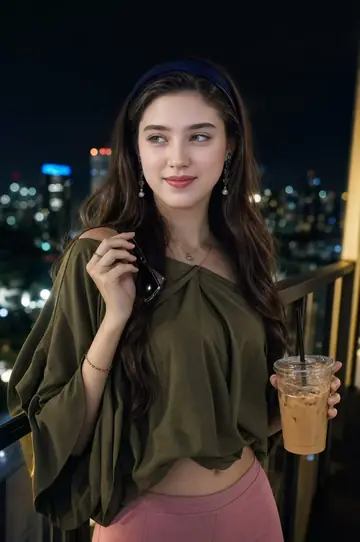 Product Marketing - Cinematic Night Balcony Fashion Portrait