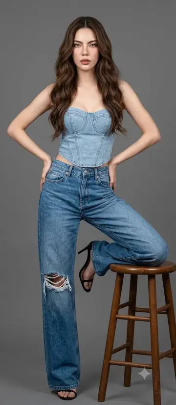 E-commerce Main Image - Casual Denim Studio Portrait