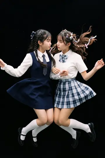Game Asset - Floating Schoolgirl in Dark