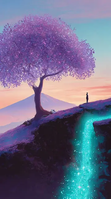 Game Asset - Serene Landscape and Surreal Figure at Sunset