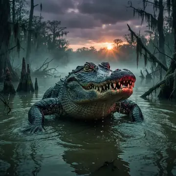 Infographic / Edu Visual - Alligator in Swamp Wildlife Photo