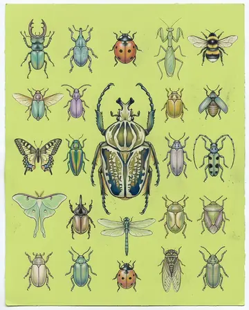 Infographic / Edu Visual - Pastel Chalk Insect Knolling