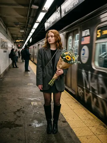 YouTube Thumbnail - Cinematic photo of a woman on a subway platform with motion blur