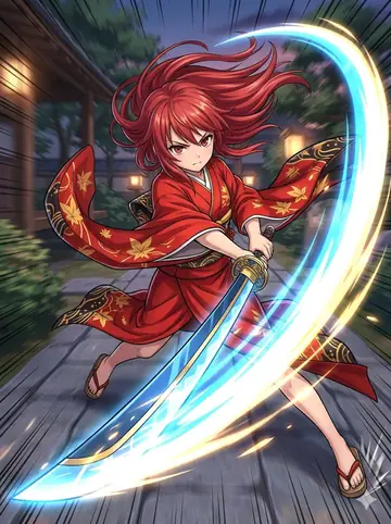 Comic / Storyboard - Anime Action Girl in Kimono