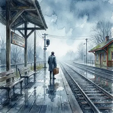 Comic / Storyboard - Rainy Train Station Watercolor