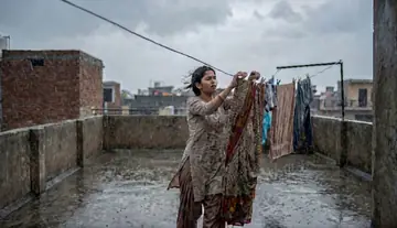 Indian Girl Rooftop Rain