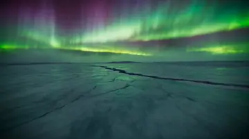 Arctic Canyon Aurora FPV Dive
