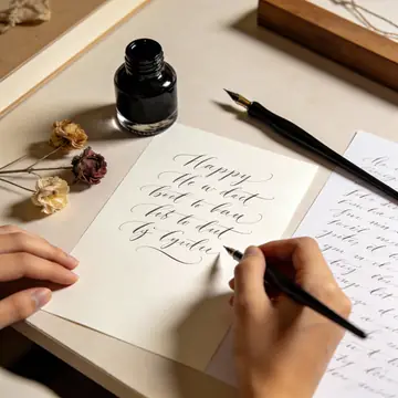 Overhead Calligraphy Crafting Shot