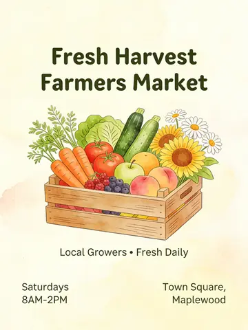 Charming Rustic Farmers Market Poster